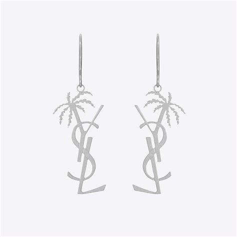 ysl earrings palm trees|st laurent silver monogram earrings.